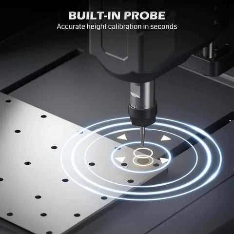 Close-up of built-in probe on Out Of The Box Desktop CNC Router With Enclosure For Wood And PCB Milling Auto Z Probing WiFi And App Control