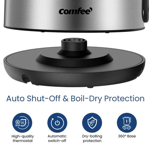 Fast Boil 1.7L Electric Kettle With 1500W Heating base with auto shutoff and boil dry protection