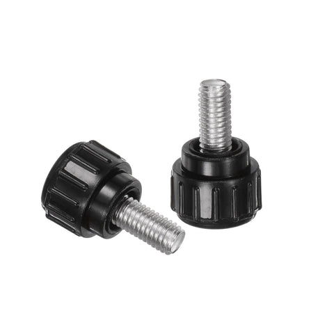 12 Piece Set Knurled Clamping Knobs M5 x 10mm Stainless Steel 304 Thumb Screws With 14mm Plastic Round Head Black For Secure Quick Adjustments