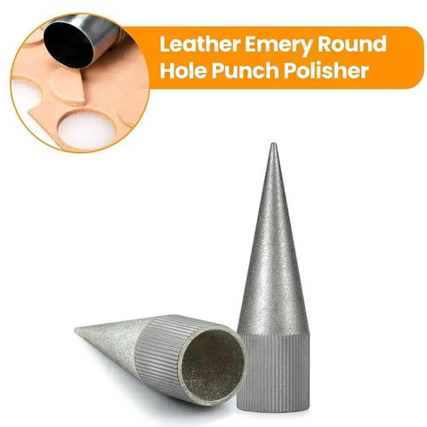 Leather Round Hole Punch and Edge Sharpener Tool 3-16mm Emery Coated Polisher Grinder for DIY Leatherwork, Silver Gray