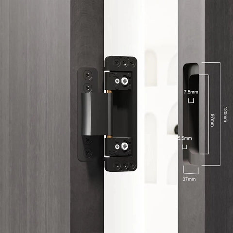 Ultra Thin Hidden Door Hinges Black For Secret Doors Invisible Concealed Butt Hinge Heavy Duty Adjustable Stealthy Flush Mount Damage Free Install