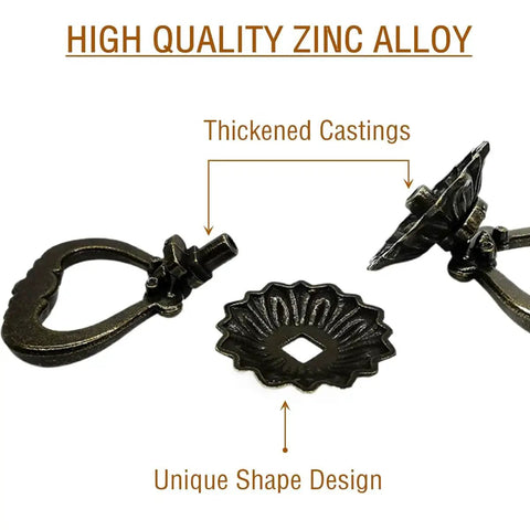 Antique Brass Cabinet Pulls 4 Pack Ring Pulls For Dresser Drawers Vintage Single Hole Mount Hardware Zinc Alloy Detail