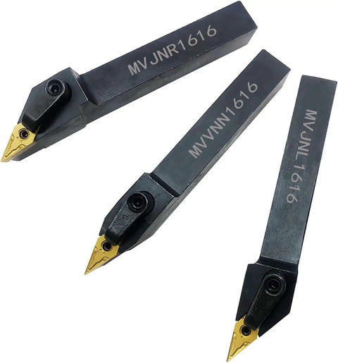 Three Pack Five Eighths Inch MVJNR MVJNL MVVNN Carbide Turning Tool Holder Set With VNMG Inserts VNMG331 For CNC Lathe