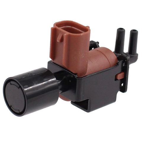 Vacuum switch valve (VSV) for automotive use with brown plastic connector and black solenoid housing