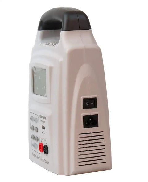 Side view of a 2 In 1 Adjustable DC Power Supply And Battery Charger 0 To 30V 0 To 10A With 5V USB Output, 12V And 24V Battery Charging Mode