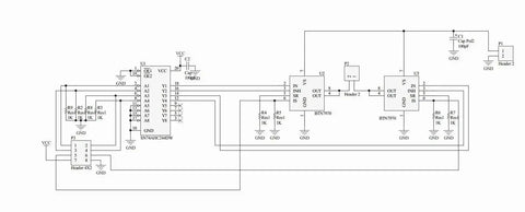 Schematic diagram for Beefy BTS7960 43A High Power Motor Driver Module highlighting connections for Arduino, PWM control, and power supply.