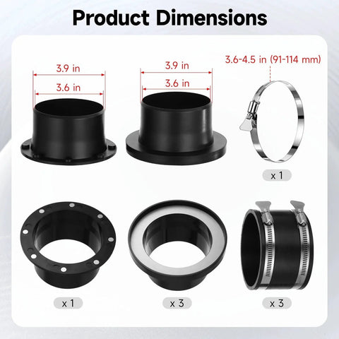8 Piece Adsorptive Dust Collection System For 4 Inch Shop Vac Hoses One To Multi Starter Kit With Adsorptive Port Connector And 3 Couplers product dimensions