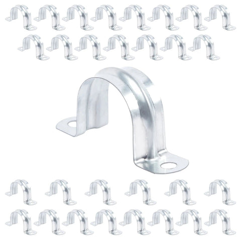 1-inch reinforced zinc-coated pipe strap clamp, two-hole U-bracket, 30 pcs