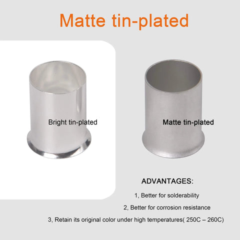Assorted Copper Wire Ferrules And Pin Terminals Kit With Tinned Matte Tin Plating for conductivity and corrosion resistance