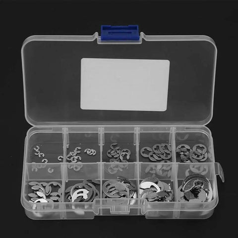 120 Piece E Clips Retaining Snap Ring Kit In 304 Stainless Steel With Plastic Storage Box Sizes M1.5 Through M10 Circlip Assortment