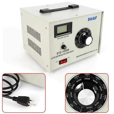 1000W Variac Variable Transformer 0-300V Single Phase Autotransformer For Electronic Manufacturing And Motor Speed Control Durable Iron Case