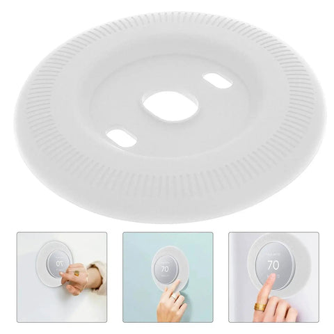 Silicone Backplate Wall Mount For WiFi Thermostats, Fingerprint Resistant Finish, demonstrating installation and soft touch material