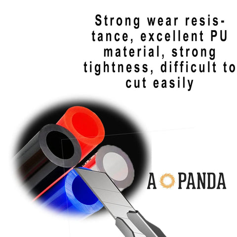 AOPANDA clear PU pneumatic tubing, 9/16 in OD air hose, 5 m length, cut end shown with utility knife.