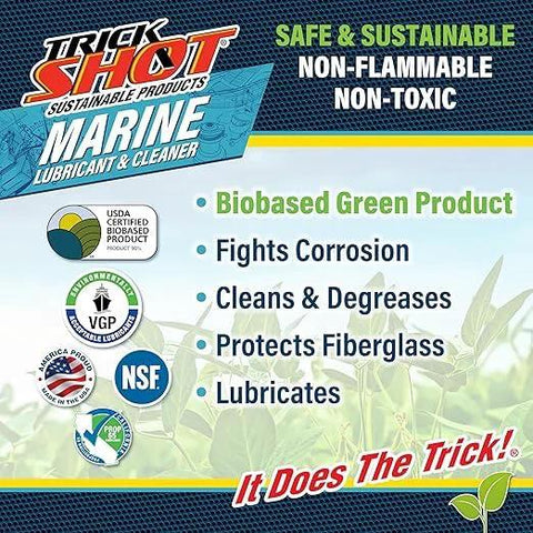 Product label for Marine Grade Lubricant and Penetrating Oil for Boats and Gear NSF H1 Marine Formula Biodegradable Food Grade