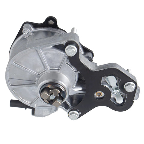 Brake vacuum pump with silver aluminum housing and black mounting bracket