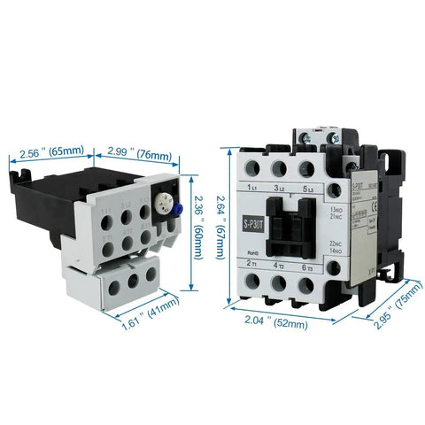 3-Pole 50A Magnetic AC Contactor With Adjustable Ith Thermal Overload Relay 110V Coil 1NO 1NC Auxiliary Contacts
