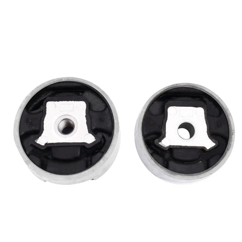 Close-up of two round engine mounts from Beefed-Up Engine And Transmission Mount Kit For 2005-2018 Jetta 2.5L L5 Rabbit 2006-2009 L5 2.5L.