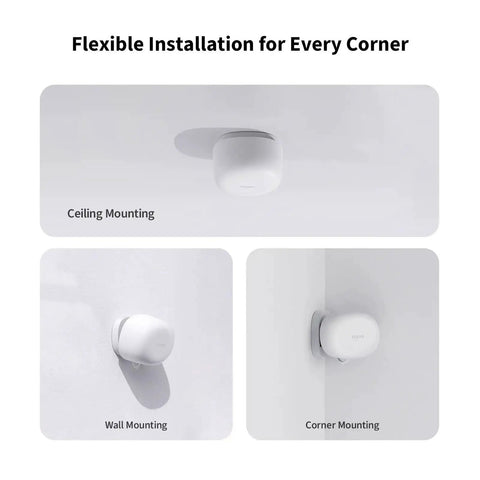 FP1E Zigbee Presence Sensor With MmWave Radar, Wired Motion Sensing And AI Spatial Learning for ceiling, wall, and corner mounting