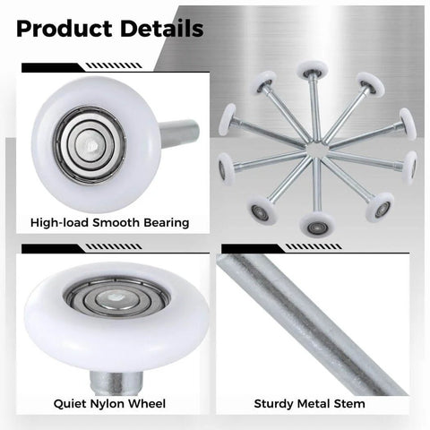 10 Pack Nylon Garage Door Rollers With 1.8 Inch Wheel Diameter And 4.7 Inch Stem shown in detailed view