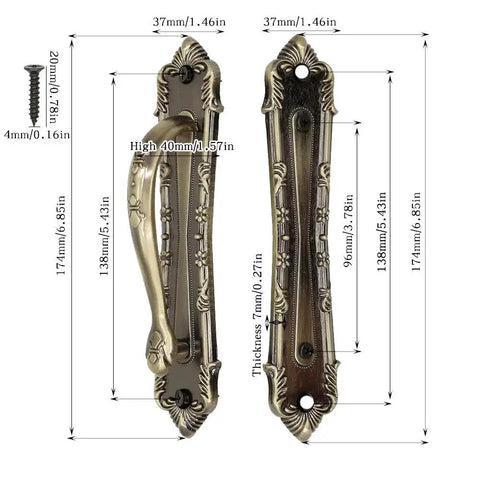 Heavy Duty Sliding Barn Door Pull Handle Bronze Set With Large Rustic Two Sided Design For Gates Garages Sheds And Furniture Solid Alloy Antique Door Handle In Bronze Tone 6.85 Inch