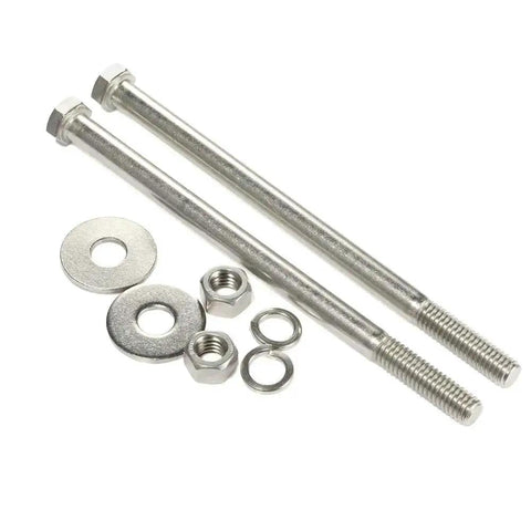 Heavy Duty 3/8-16 Inch Hex Head Bolts With Nuts And Thick Flat And Lock Washers, Partially Threaded, Stainless Steel 18-8 Plain Finish