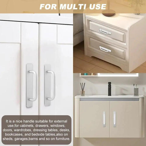 2 Pack Self Stick Adhesive Cabinet Handles No Drilling Instant Pull Handles For Cabinets, Drawers, Windows, Doors, Multisurface Use.
