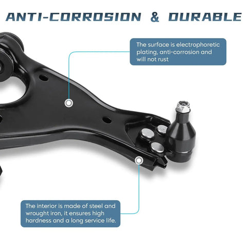 Front lower control arm with ball joint, black steel suspension component for GM SUVs