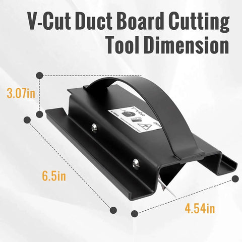 Dimensions of 1 Inch V Groove Duct Board Cutter for HVAC Pros, showing steel sled frame ductwork tool.