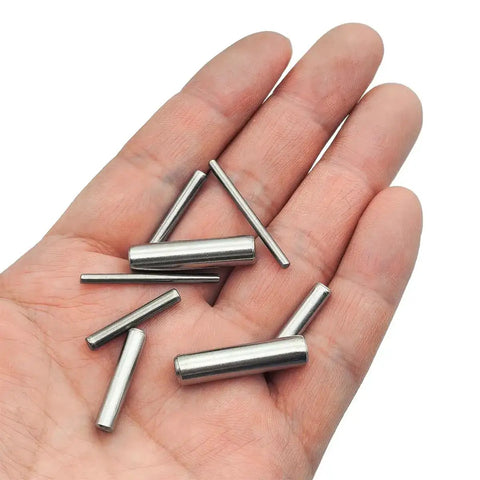 Pro Grade 50 Piece Stainless Steel Dowel Pin Set With Four Sizes M2 M3 M4 M6 for Metal Wood Shelving and Furniture Projects in Hand