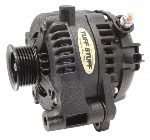 Beefy 250 Amp 12V External Regulator Alternator With 6 Rib Serpentine Pulley, Black Wrinkle Finish for Jeep Wrangler JK 2012 to 2018