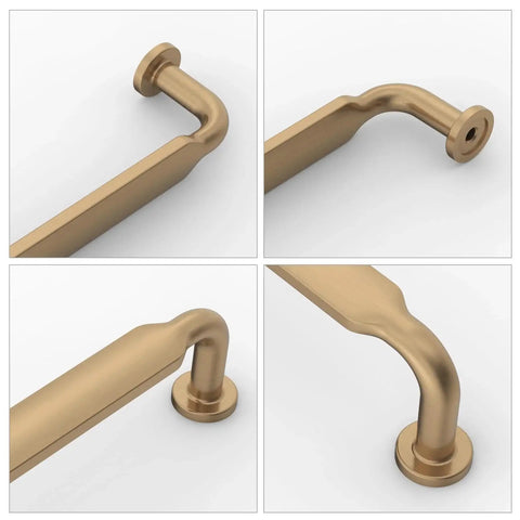 Close-up views of Champagne Bronze Cabinet Pulls 5 Inch Zinc Alloy 10 Pack Kitchen Cabinet Handles for cabinets and furniture.