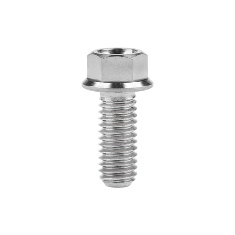 Ultra Lightweight Titanium Flange Bolts M6x15mm Grade 5 6Al4V for motorcycle and bike use, 11mm flange head, single bolt view