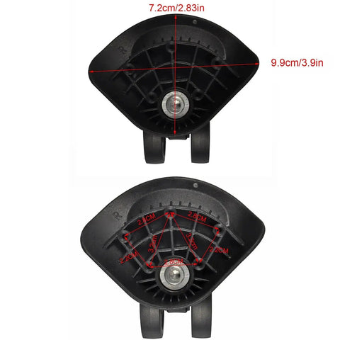 Diagram of a Swivel Replacement Luggage Wheel Set Two Pack 2.2 Inch Heavy Duty Nylon Poly Plastic Castors showing dimensions.