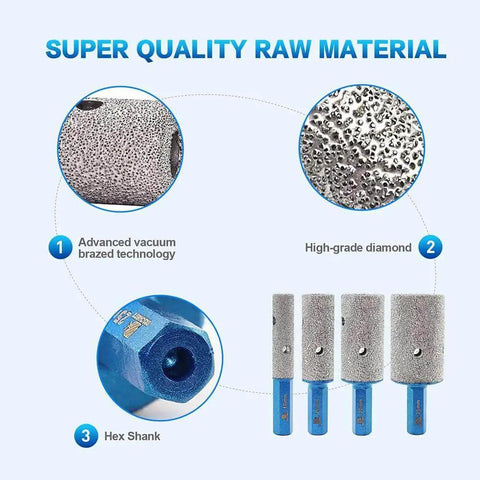 Diamond Finger Milling Bit 4/5 Inch Dry Core Drill Bit For Enlarging And Shaping Existing Holes In Porcelain Ceramic Granite Marble With Hex Shank Pro Grade DIY Power Tool Accessory For Precise Clean Cuts showing vacuum brazed technology and hex shank.
