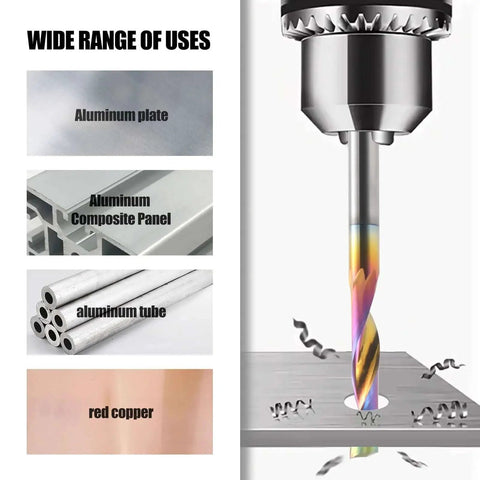 Single Flute CNC Router Bits For Aluminum Cutting One Eighth Inch Shank Solid Carbide Spiral End Mills With DLC Coating shown cutting metal