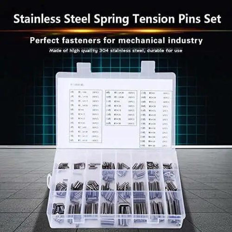 280 Piece 304 Stainless Steel Roll Pin Assortment Kit With Metric Slotted Spring Pins M1.5 To M8 in a plastic organizer