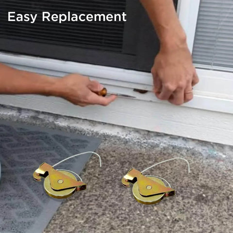 4 Pack Sliding Screen Door Spring Tension Rollers Replacements For Arcadia KD Series And KDEX20 Doors shown during installation