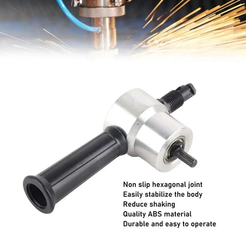 Beefy Dual Head Metal Nibbler Drill Attachment For Precise Sheet Metal Cutting And Machining shown close-up on white background.
