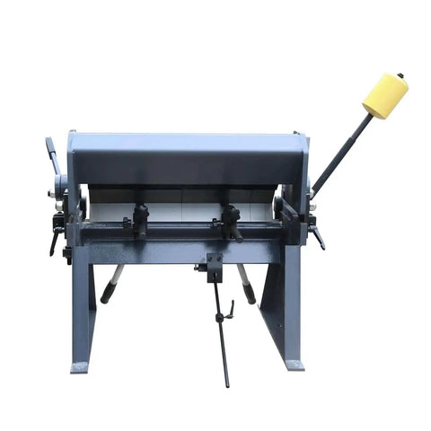 Front view of Ultra 24 Inch Box And Pan Brake with 3 segment movable fingers for complex sheet metal bends in 16 gauge mild steel.