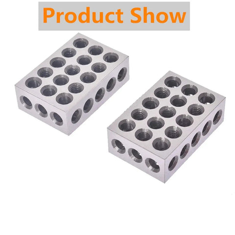 Pro Grade 1 By 2 By 3 Inch Precision Blocks Set With 23 Holes 5 Tapped To 3/8-16 And 18 Untapped Includes Screws And Hex Key