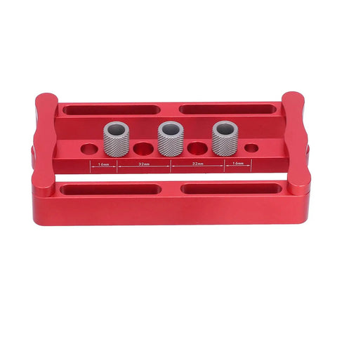 Adjustable Dowel Jig Kit With Precision Drill Bushing, anodized aluminum, front view, woodworking tool for easy hole placement.