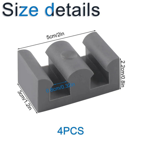 4-Piece Framed Silicone Shower Door Bumpers For Sliding Glass Doors, Clear Grey bumper dimensions shown in image