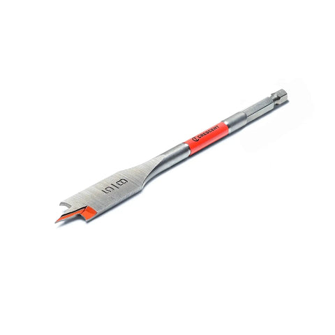 Built Tough Flat Spade Drill Bit For Fast Chip Removal And Aggressive Cuts, 6 Inch Length, One And One Half Inch Diameter, Crescent CDFP-653