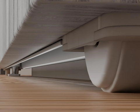 Close-up of Soft Close Concealed Door Hardware Kit With Hidden Sliding Track For 31 To 43 Inch Doors, showing floor guide system.