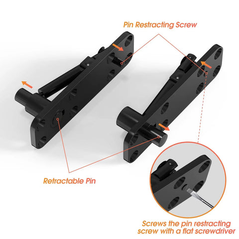 Hidden Door Pivot Hinge System For Bookshelf And Secret Doors With 360 Degree Rotation, Built Tough Heavy Duty Stainless Steel Black Pivot Hinge