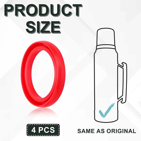 Four Pack Silicone Replacement Gaskets For Stanley Classic Thermos Lids BPA Free Sealing O Ring Gasket For Vacuum Bottle Stopper Red