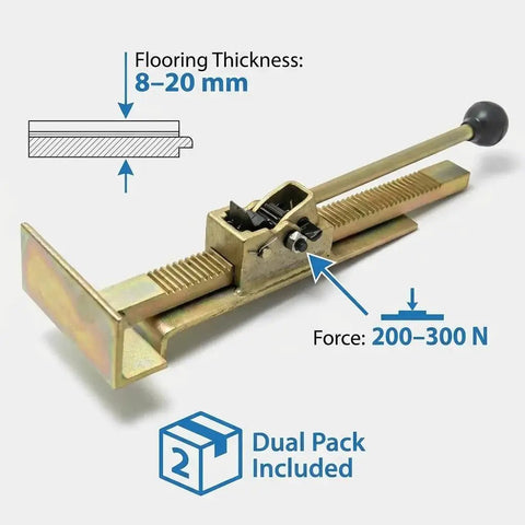 Hardwood Flooring Jack And Positioning Tool With Ratchet For Straight Install shown with specifications