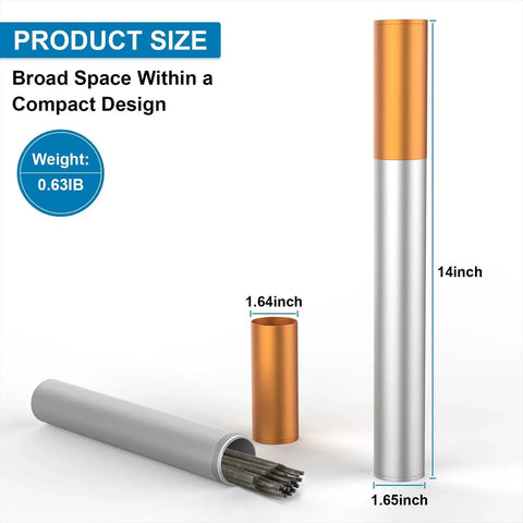 14 Inch Aluminum Welding Rod Storage Tube Airproof And Waterproof Canister For Tungsten Electrodes With Durable Orange Finish, Tight Seal Cap, Portable Welding Rod Container Keeps Electrodes Dry, Organized, And Ready To Roll Ybenlld