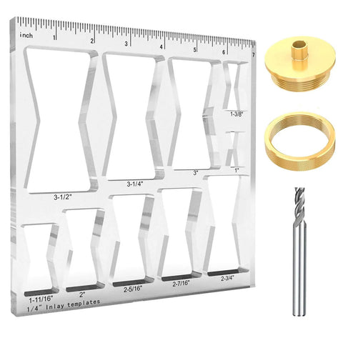10 In 1 Butterfly Bowtie Inlay Router Template Kit With Brass Cutting Accessories Includes One Quarter Inch Bushing Guide Liner And Nut 10 Size Sets Ideal For Woodworking Cabinets DIY Projects