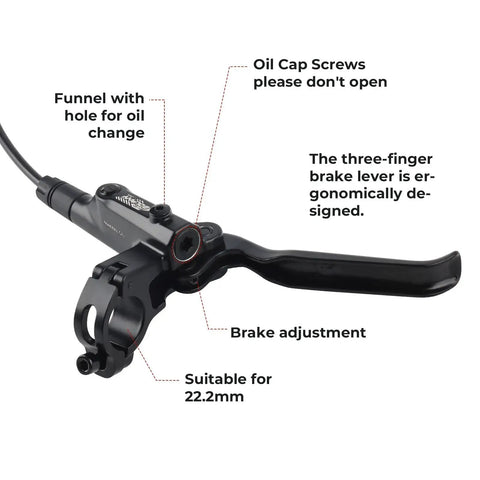 Bolany hydraulic MTB disc brake lever set, aluminum alloy, left-front 800mm + right-rear 1400mm IS/PM adapter.